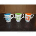 blue green and orange wavy shape ceramic coffee mug